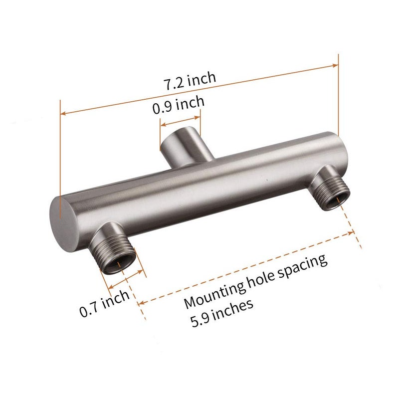 AZOS Double Outlet Shower Manifold Brushed Nickel, Suitable for Dual Sprayer Showering System, Can Connect Two Showerheads - Double Enjoyment - Image 4